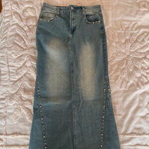 PTCL - Studded Denim Mermaid Maxi Skirt